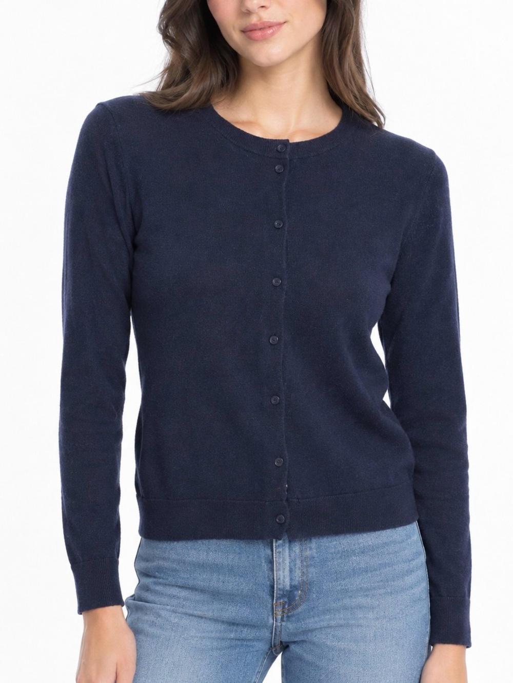 Crew Factory Navy Cotton Classic Cardigan Sweater S Quiet Luxury Modern Prep